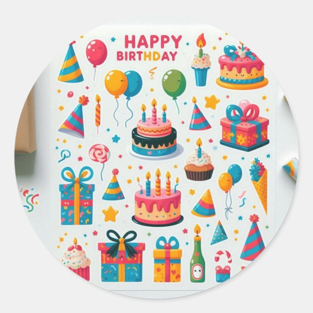 Joyeux Stickers de voeux d'anniversaire" (Devant)