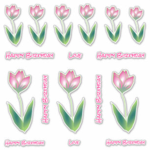 Joyeux Stickers Fleur de tulipe rose anniversaire