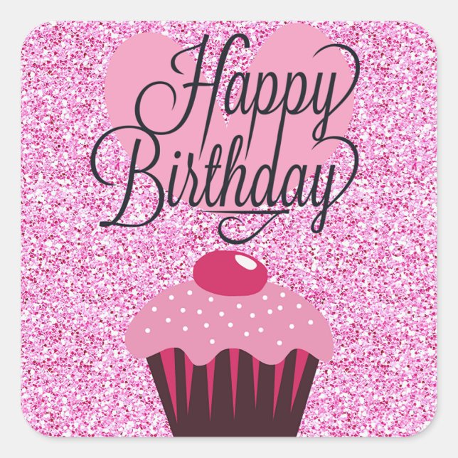 Joyeux Stickers Parties scintillant rose Anniversa (Devant)