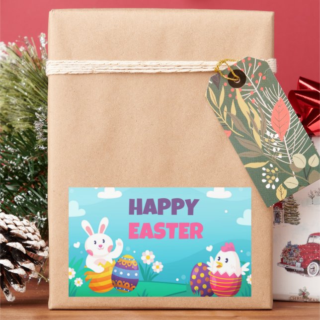 Joyeux Stickers Rectangle de Pâques (vacances)