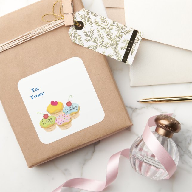 Joyeux Stickers Tag de gâteaux d'anniversaire (Cadeaux)
