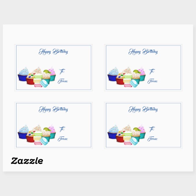 Joyeux Stickers Tag de gâteaux d'anniversaire (Feuille)