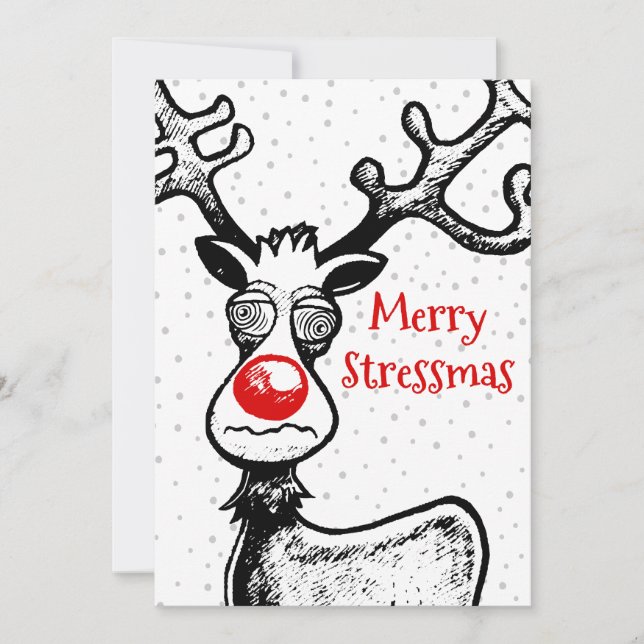 Joyeux Stress Noël avec carte de Noël de Rudolph (Devant)
