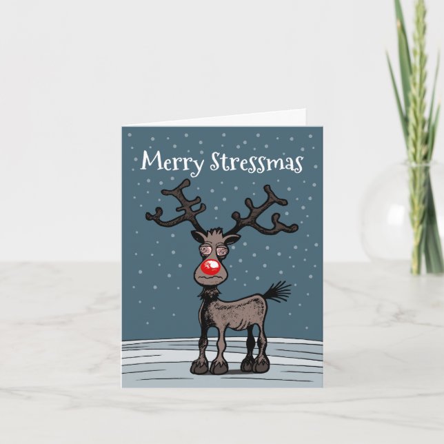 Joyeux stressmas avec la carte de Noël Rudolph (Devant)