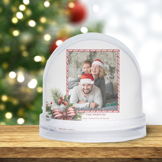 Joyeux Sucre de canne de Noël Photo Snow Globe (Créateur téléchargé)