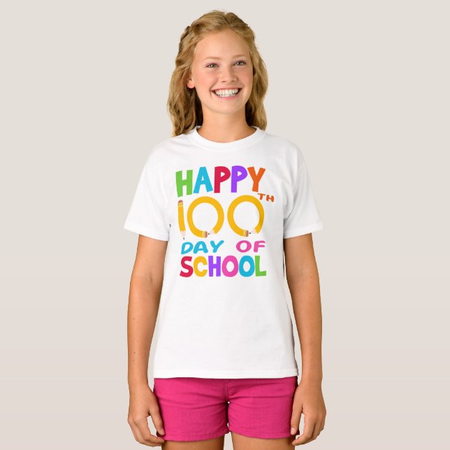 Joyeux T-shirt 100e Jour D'École Pour Enfants (Devant entier)
