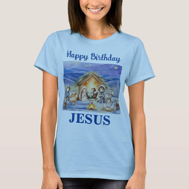 Joyeux T-shirt adulte Jésus Anniversaire (Devant)
