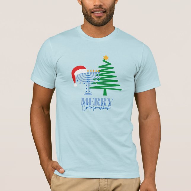 Joyeux T-shirt bleu clair Chrismukkah (Devant)