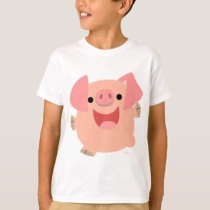 Joyeux T-shirt d'enfants de porc de bande dessiné