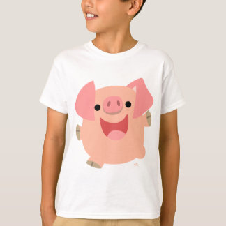 Joyeux T-shirt d'enfants de porc de bande dessinée
