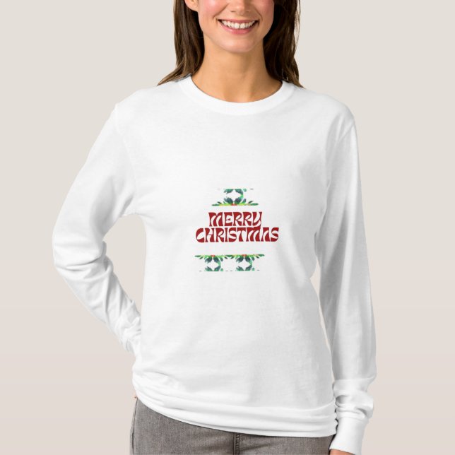Joyeux T-shirt femme à manches longues de base Noë (Devant)