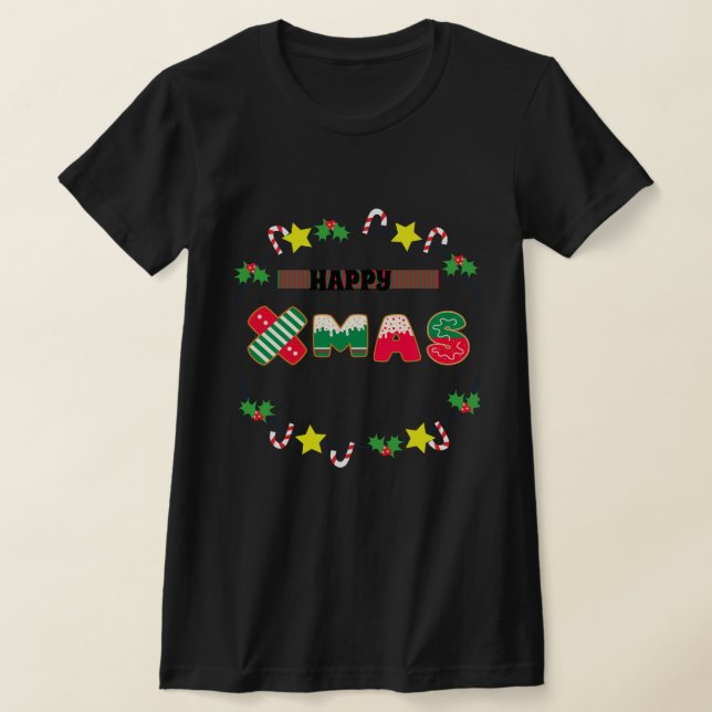 Joyeux T-shirt femmes de Noël noir (Poser)