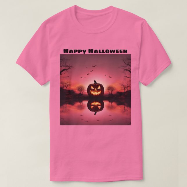 Joyeux T-shirt Halloween Jack-o'-lantern Sunset (Design devant)