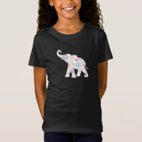 Joyeux T-shirt Motif moderne Éléphant-Big-Flower