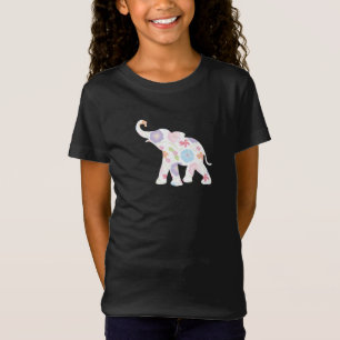 Joyeux T-shirt Motif moderne Éléphant-Big-Flower