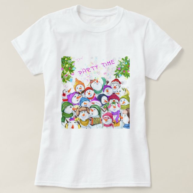 Joyeux T-shirt Noël des Snowmans (Design devant)