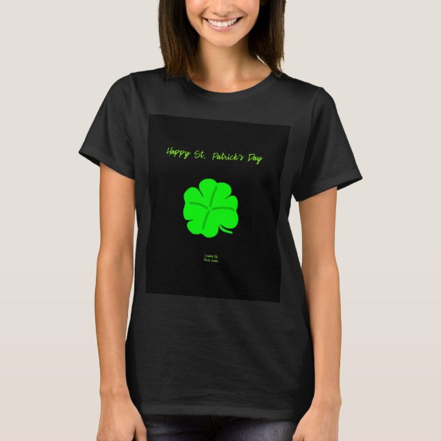 Joyeux T-shirt noir féminin pour la Saint-Patrick (Devant)