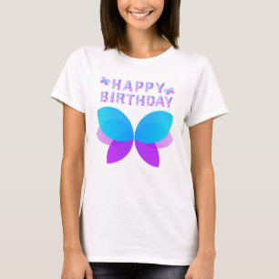 Joyeux T-shirt papillon d'anniversaire