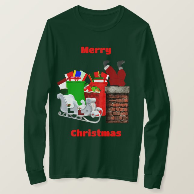 Joyeux T-shirt Père Noël Long Manches (Design devant)