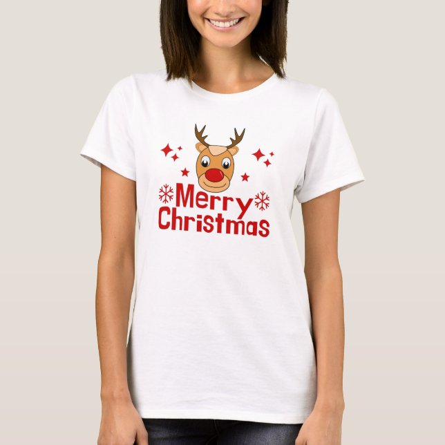 Joyeux T-shirt Reindeer de Noël (Devant)