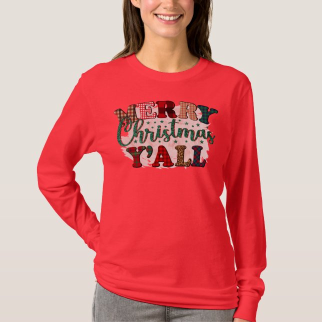 Joyeux T-shirt Y'all de Noël (Devant)