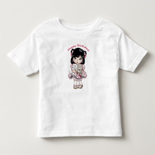 Joyeux T-Shirts d'anniversaire pour filles bébés. (Devant)