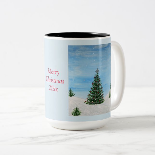 Joyeux tableau de Noël Personnalisé Café Mug (Devant droit)
