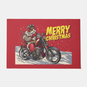 Joyeux tapis de porte Père Noël de Christmas Biker