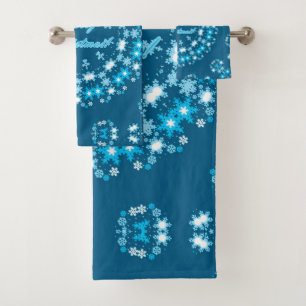 Joyeux texte de Noël cadre rond flocon bleu wh