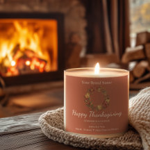 Joyeux Thanksgiving - Étiquettes de Bougie Feuille