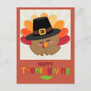 Joyeux Thanksgiving Jolie Carte De Vœu Dinde De De