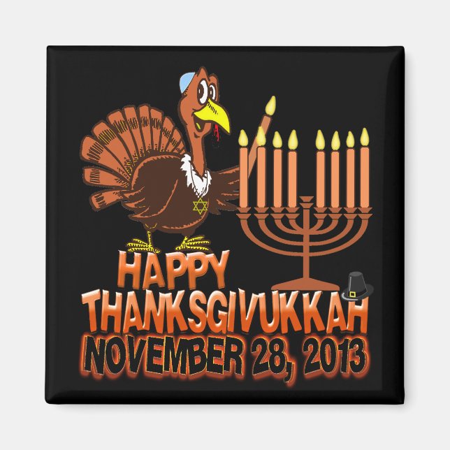 Joyeux Thanksgivukkah Thankgiving Hanoukka Magnet (Devant)