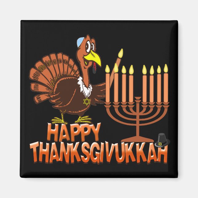 Joyeux Thanksgivukkah Thankgiving Hanoukka Magnet (Devant)