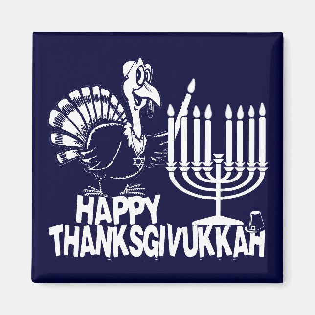 Joyeux Thanksgivukkah Thankgiving Hanoukka Magnet (Devant)