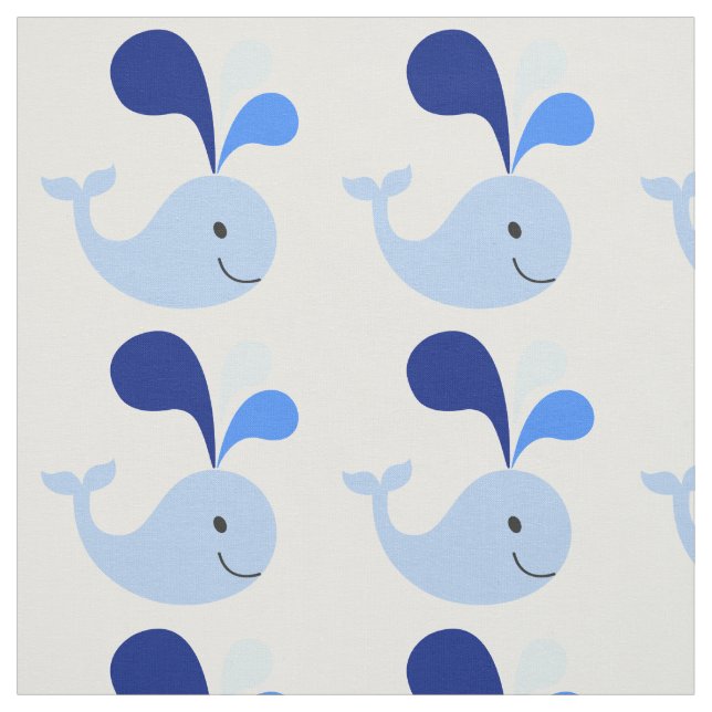 Joyeux tissu de baleine bleue mignonne (Échantillon)