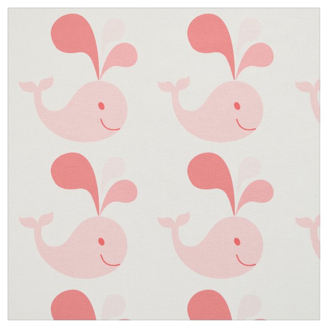 Joyeux tissu de baleine rose mignonne (Échantillon)