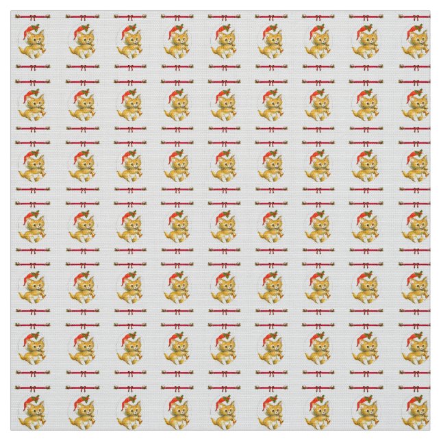 Joyeux tissu de Kitten Noël (Échantillon)