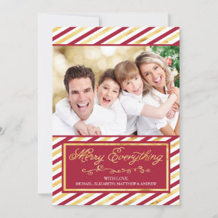 Joyeux tout Carte photo de bande rouge et or