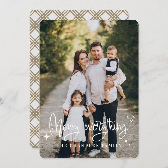 Joyeux tout Famille Carte de vacances de Noël (Devant / Derrière)