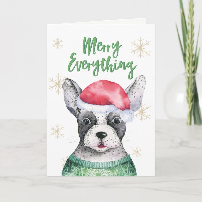 Joyeux tout mignon chien carte de Noël (Devant)
