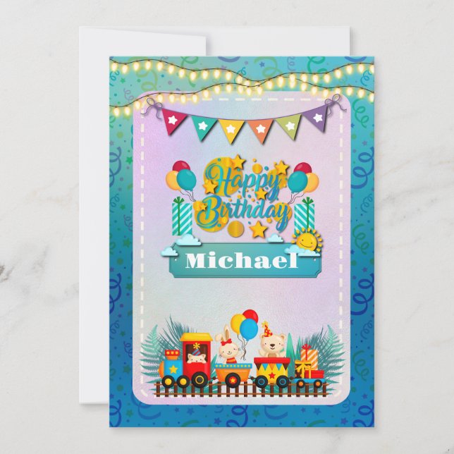 Joyeux Train D'Anniversaire Avec De Beaux Souhaits (Devant)