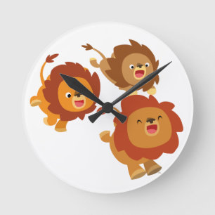 Joyeux Trio de mignonette caricature Lions horloge
