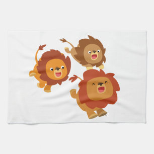 Joyeux Trio de mignonette Cartoon Lions serviette 