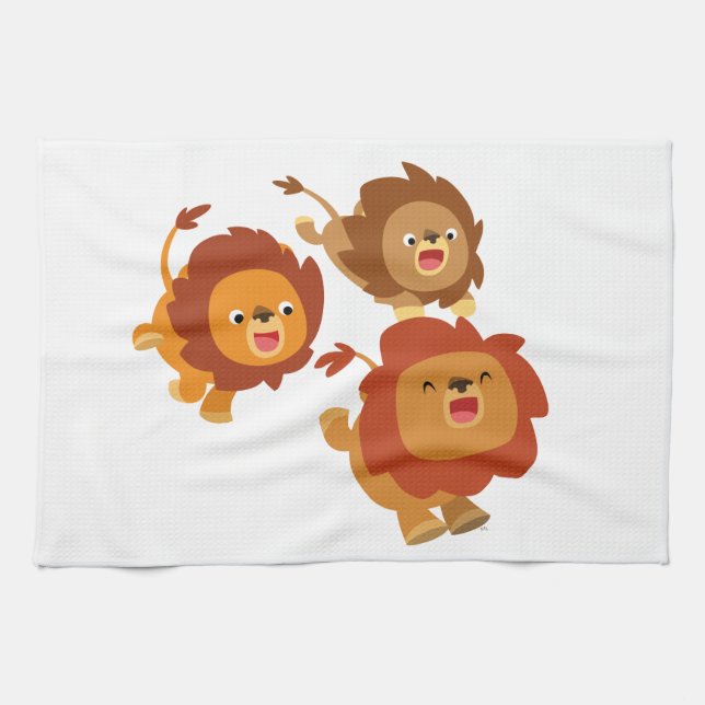 Joyeux Trio de mignonette Cartoon Lions serviette  (Horizontal)