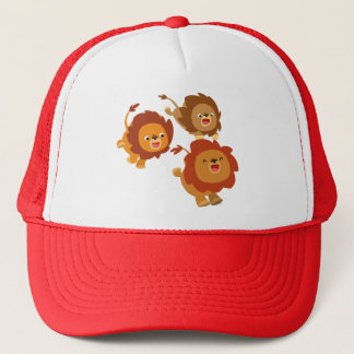 Joyeux trio de mignons Casquette de Lions caricatu