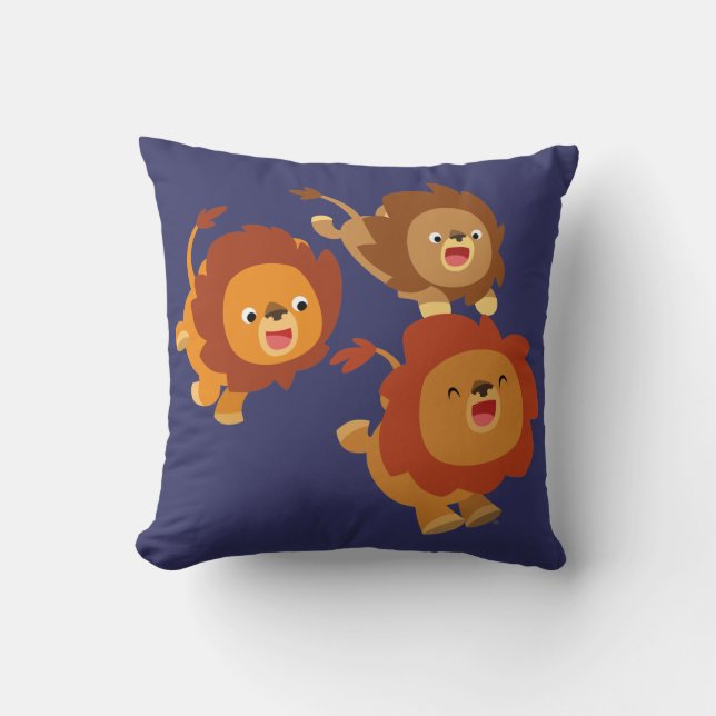 Joyeux trio de mignons Coussin de Lions caricatura (Recto)