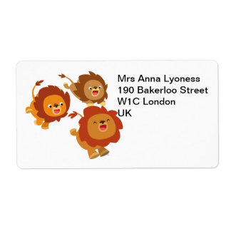 Joyeux trio de mignons Étiquette de Lions caricatu
