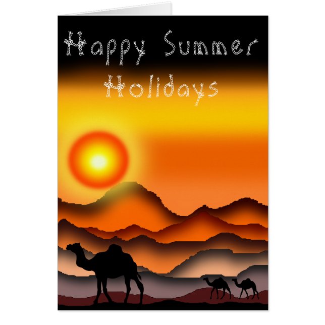 Joyeux Vacances D'Été Cartes Camels À Sunset Deser (Devant)
