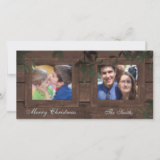 Joyeux Vacances Famille 2 Carte photo - Barn Board