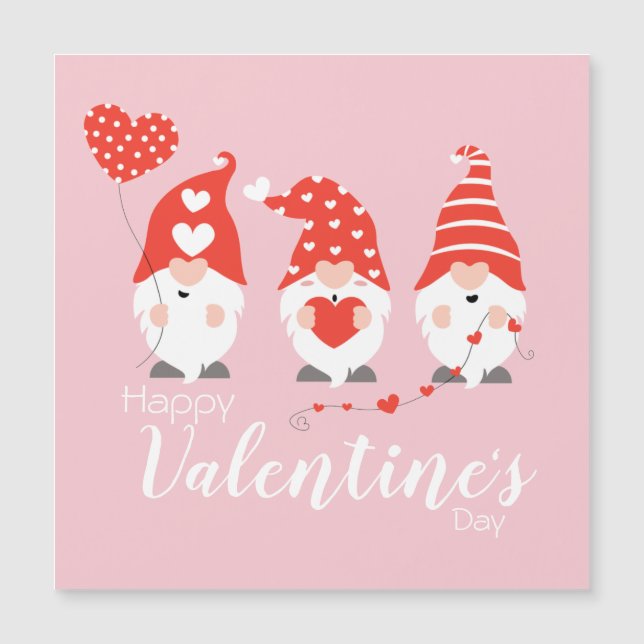 Joyeux Valentin Gnomes Red Pink Magnet (Devant)